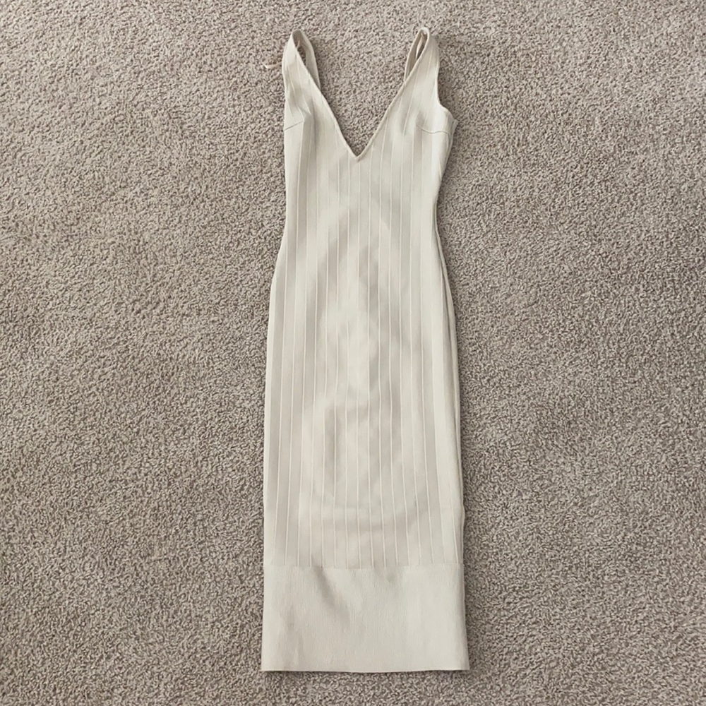 Peace + Love Nude Bandage Scoop Back Bodycon Midi